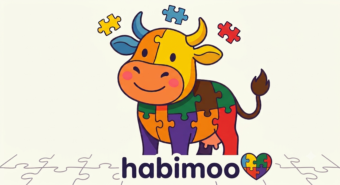Maskotka Habimoo – krówka ułożona z kolorowych puzzli